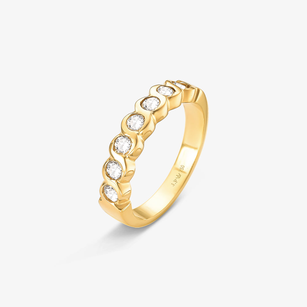 Anel Duquesa 7 Diamantes em Ouro Amarelo 18K