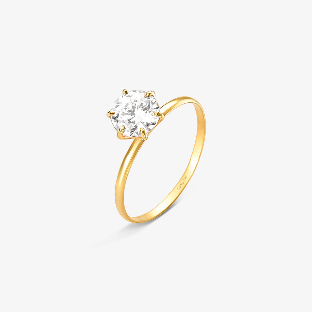 Anel Solitário Cálice em Ouro Amarelo 18K