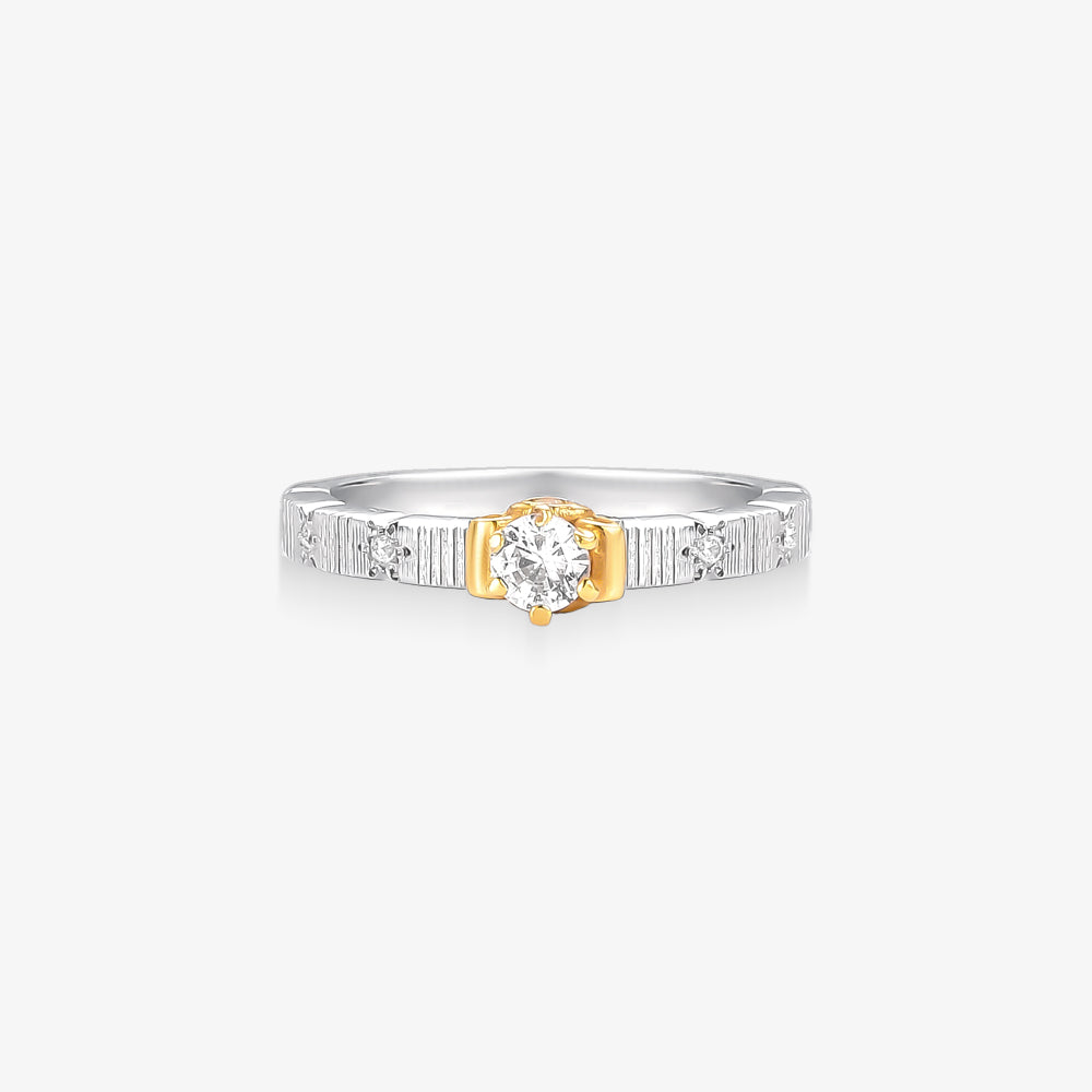 Anel Solitário Lune Bicolor em Ouro 18K