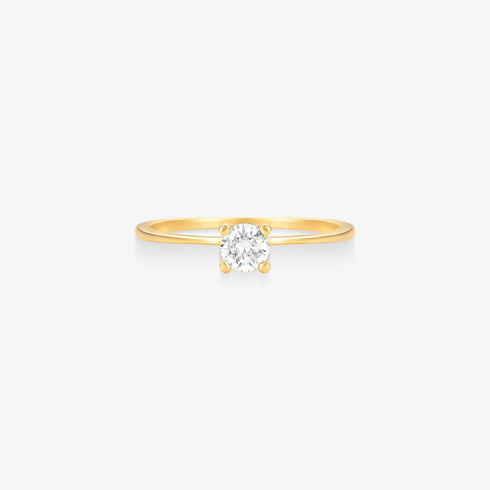 Anel Solitário Aurora com Diamante em Ouro Amarelo 18K