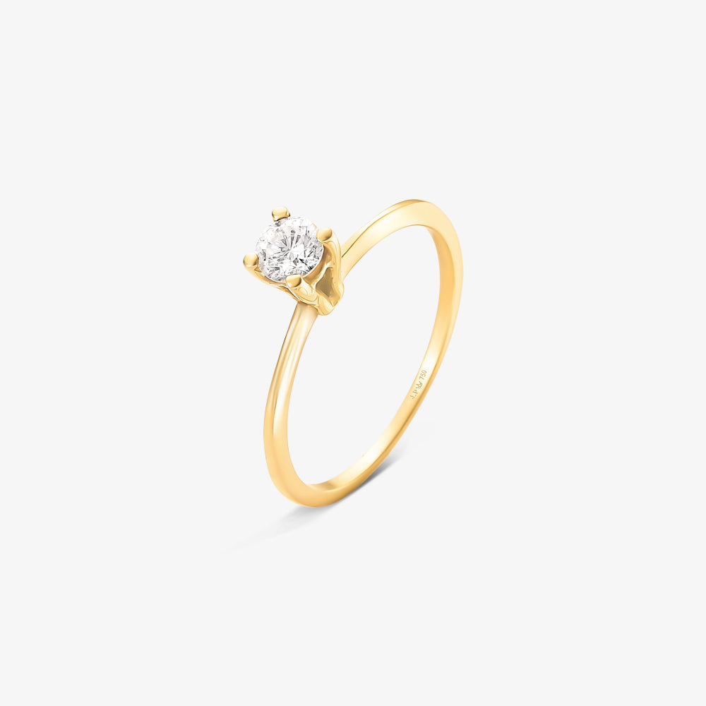 Anel Solitário Aurora com Diamante em Ouro Amarelo 18K