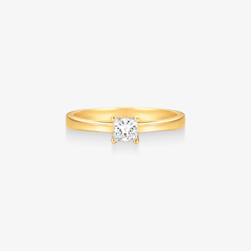 Anel Solitário Luar com Diamante em Ouro Amarelo 18K