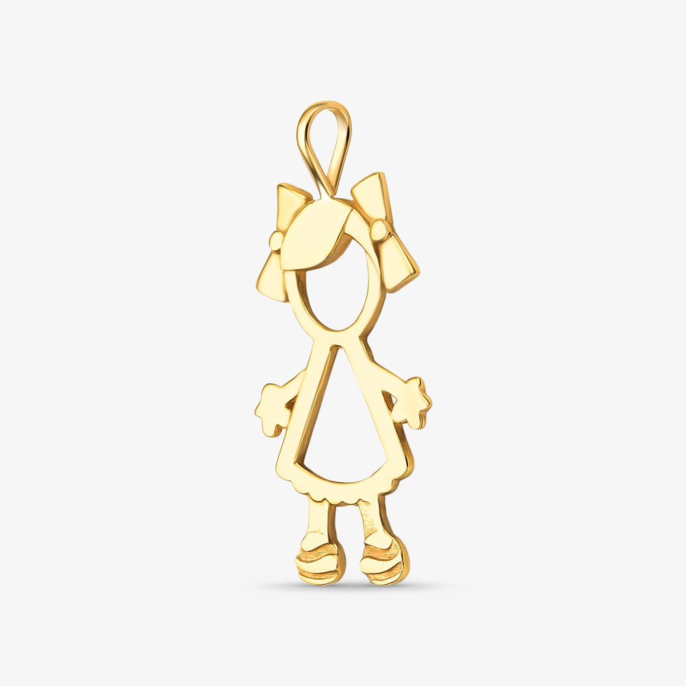 Pingente Menina Laço em Ouro Amarelo 18K