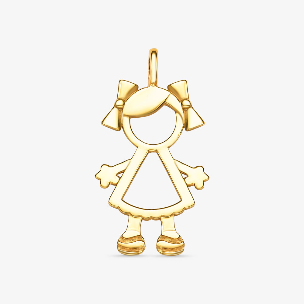 Pingente Menina Laço em Ouro Amarelo 18K