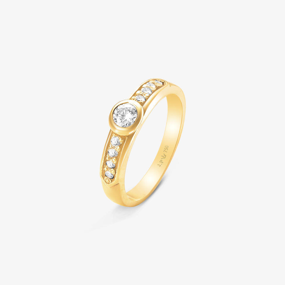 Anel Solitário Infinito com Diamantes em Ouro Amarelo 18K