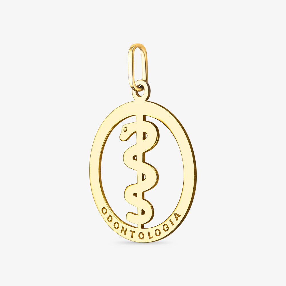 Pingente Formatura Odontologia em Ouro Amarelo 18K