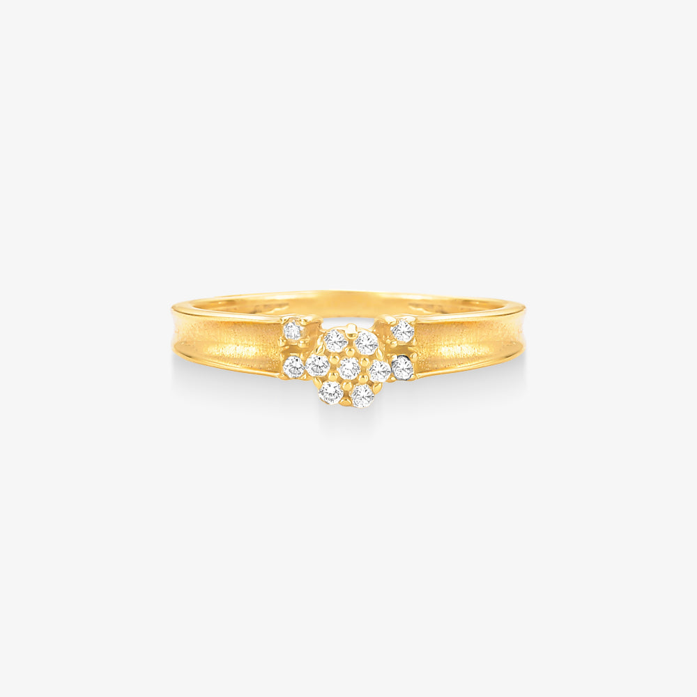 Anel Chuveiro Lua com Diamante em Ouro Amarelo 18K