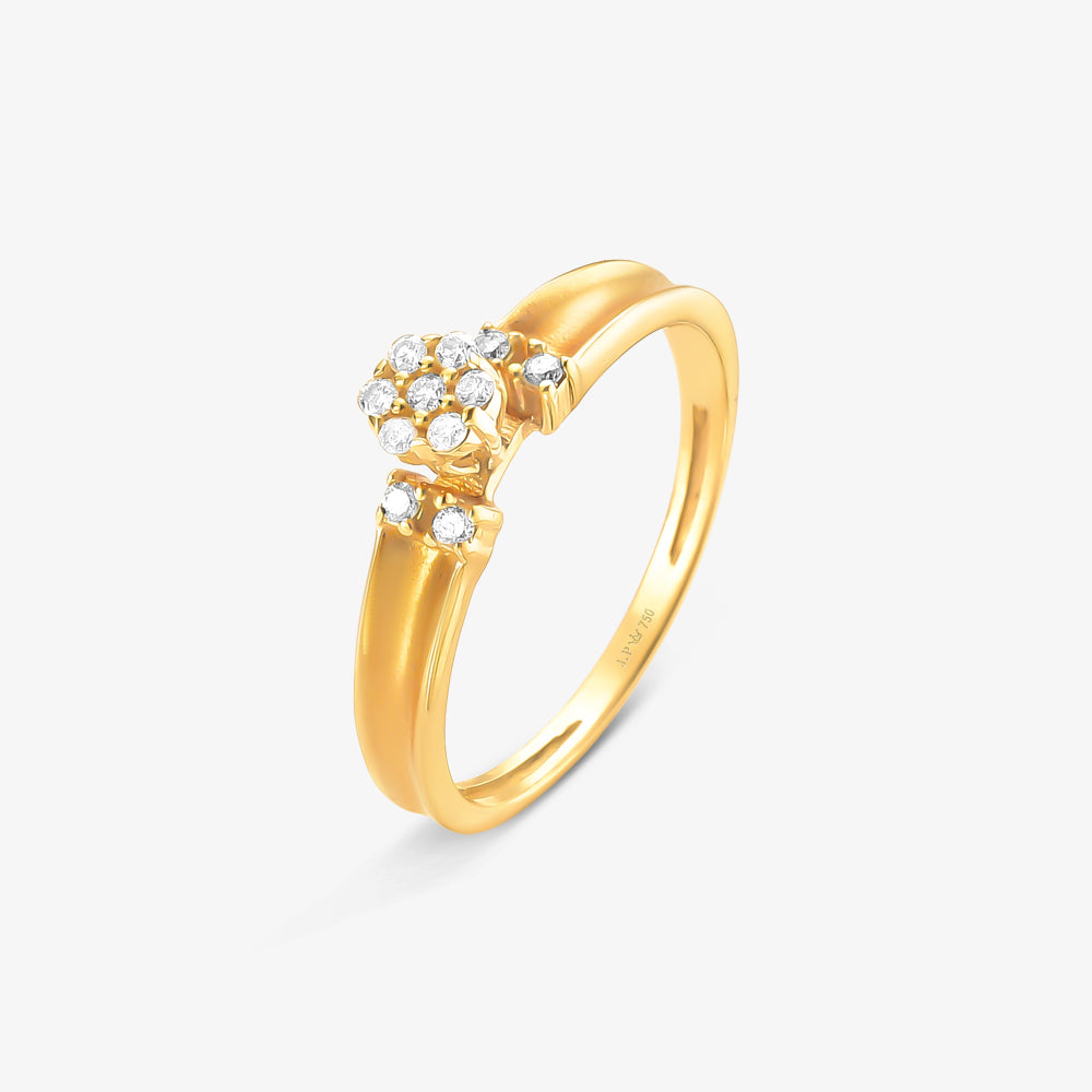 Anel Chuveiro Lua com Diamante em Ouro Amarelo 18K