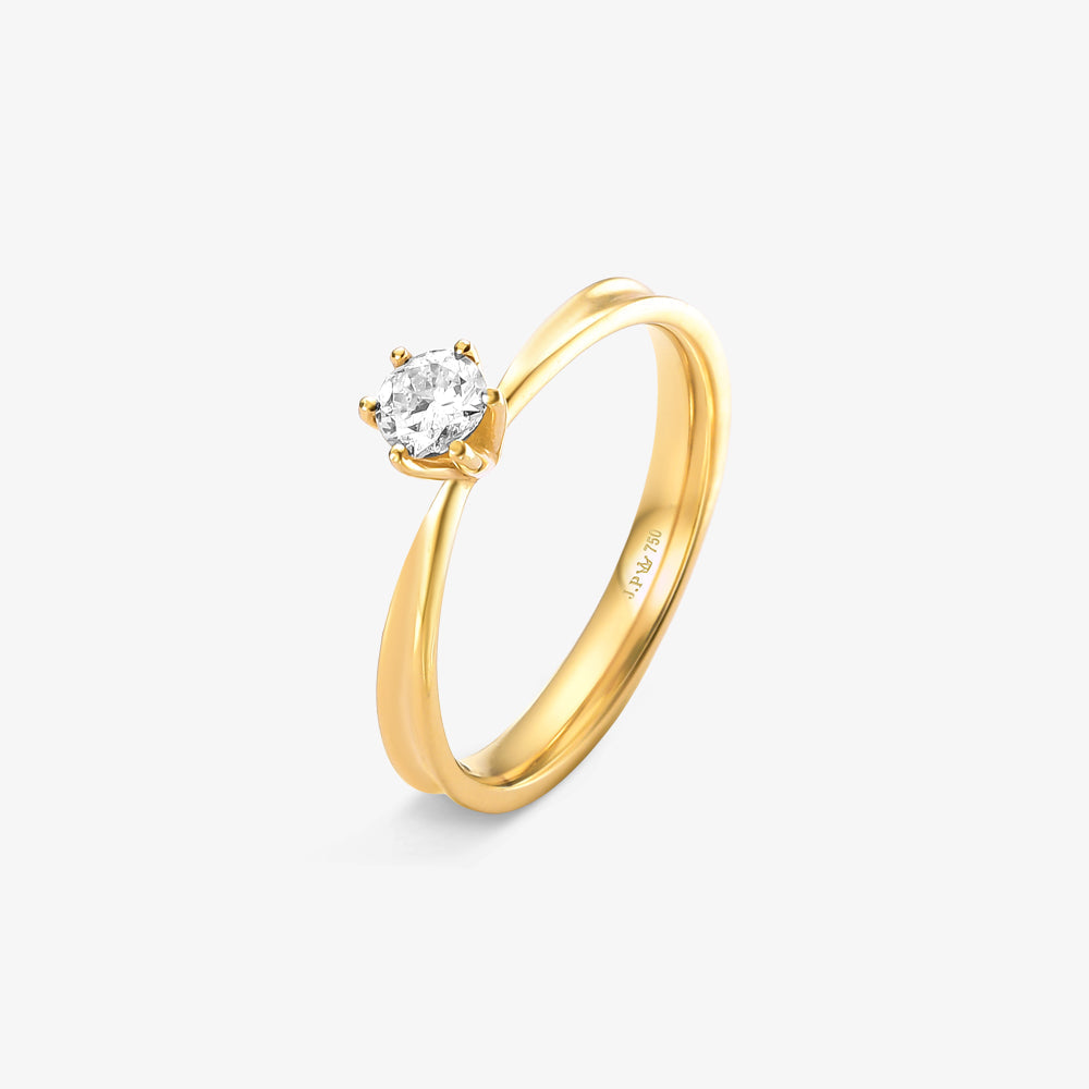 Anel Solitário Imperial com Diamante em Ouro Amarelo 18K