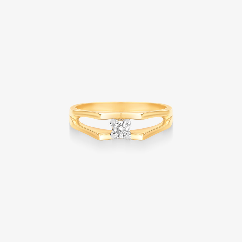 Anel Solitário Étoile com Diamante em Ouro Amarelo 18K