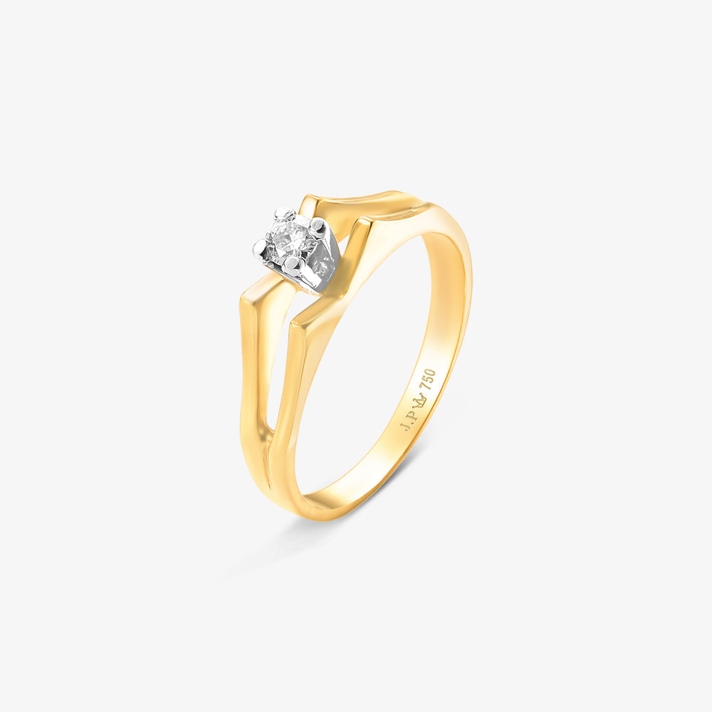 Anel Solitário Étoile com Diamante em Ouro Amarelo 18K