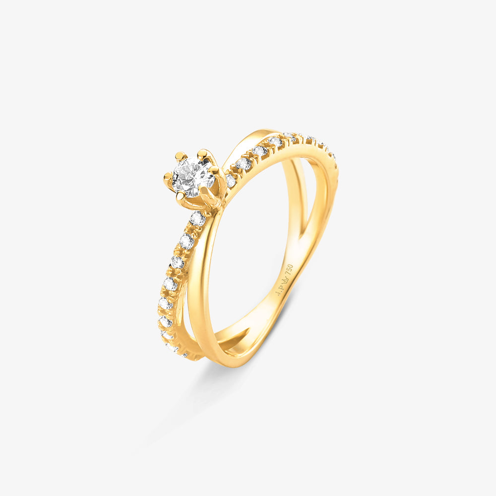 Anel Solitário Eterno com Diamante em Ouro Amarelo 18K