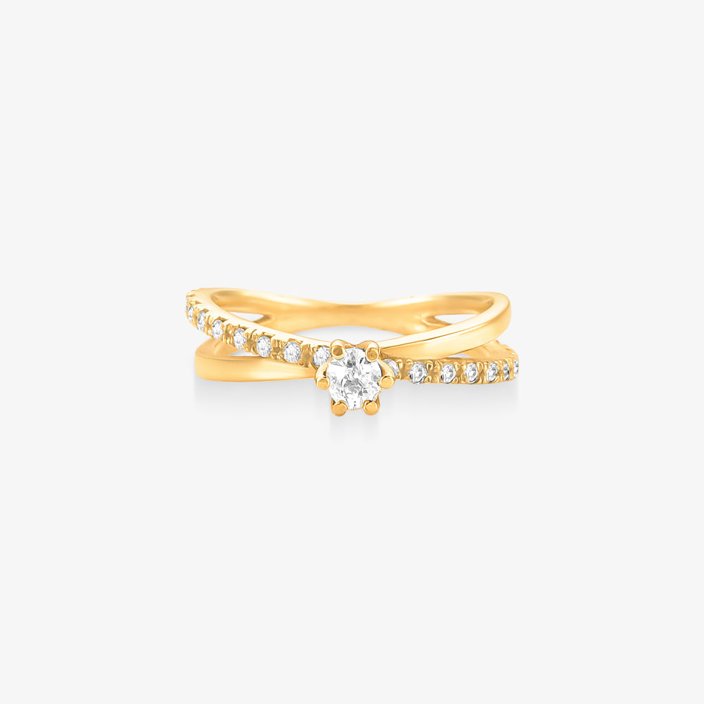 Anel Solitário Promessa com Diamante em Ouro Amarelo 18K