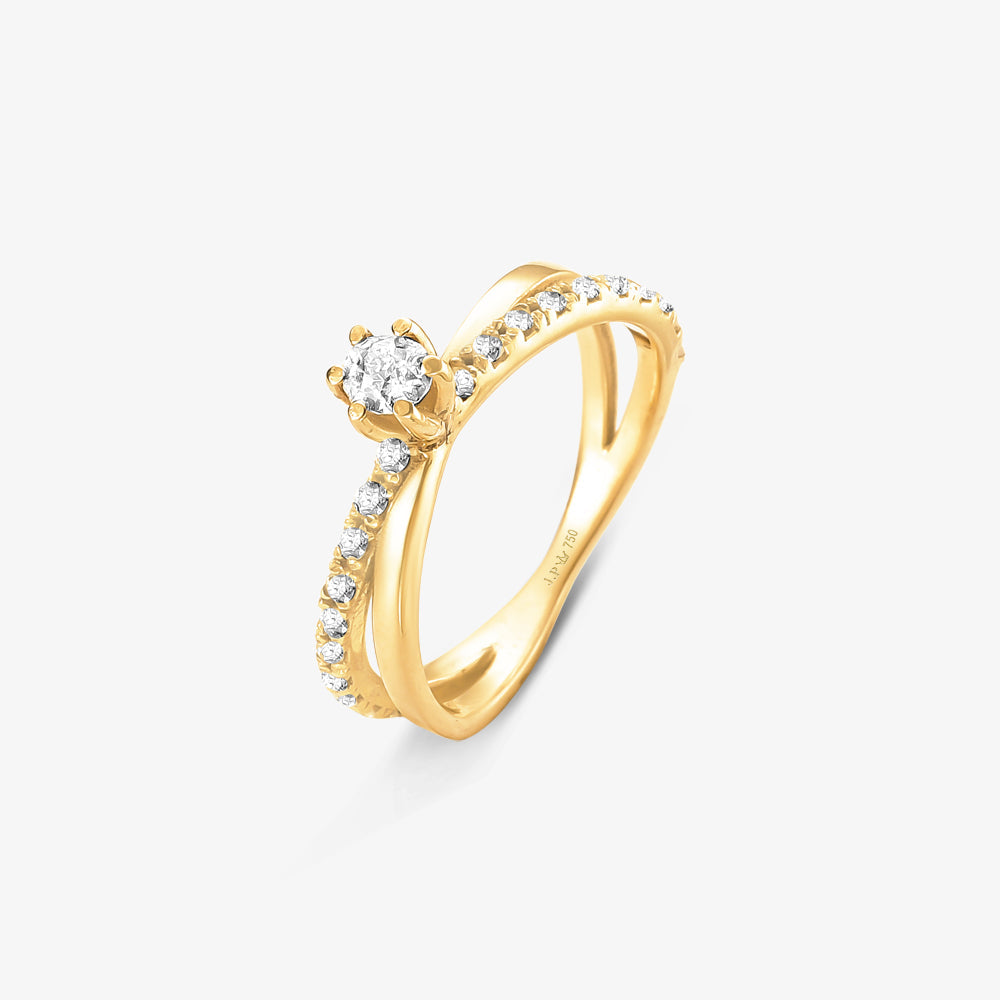 Anel Solitário Promessa com Diamante em Ouro Amarelo 18K