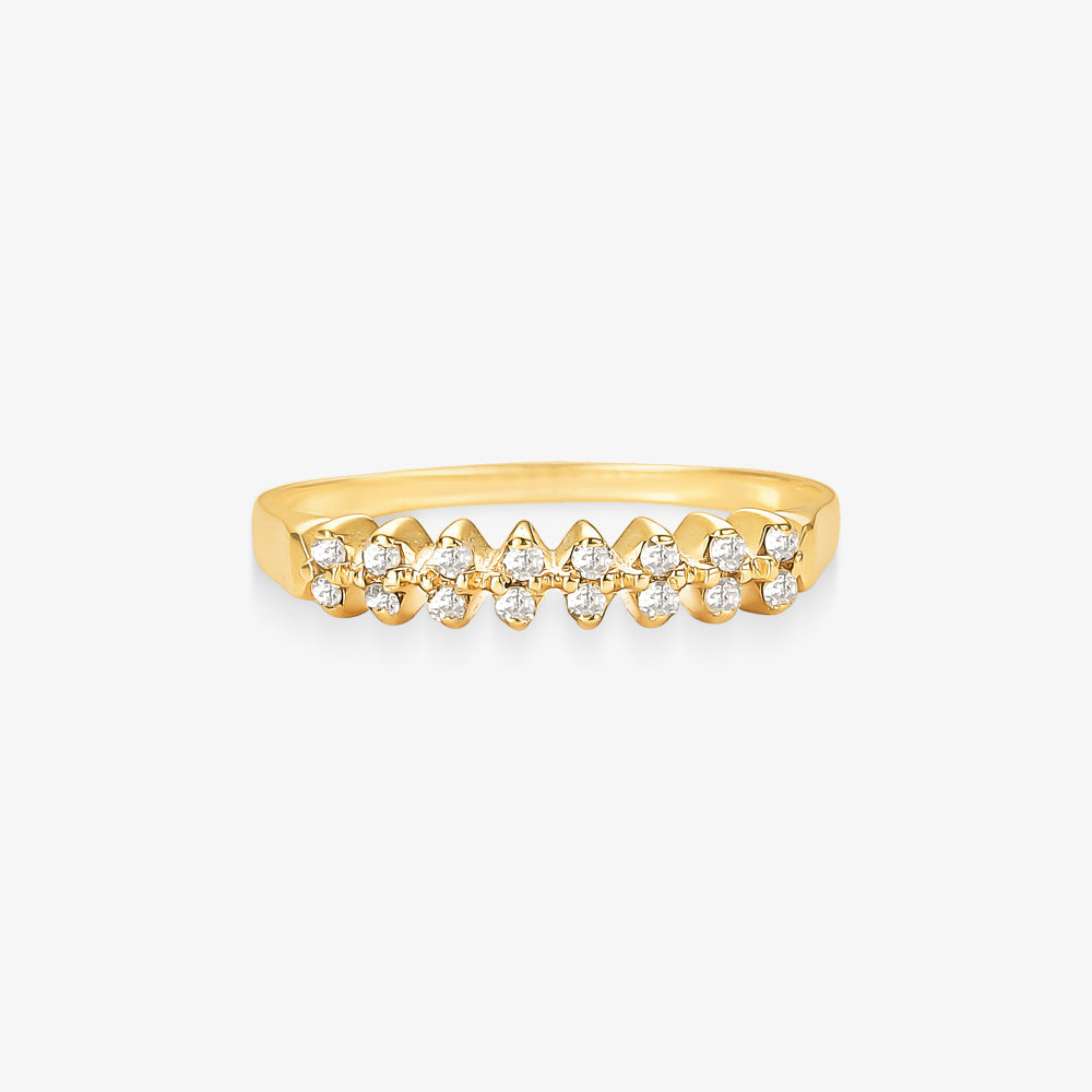 Anel Meia Aliança Love com Diamantes em Ouro Amarelo 18K