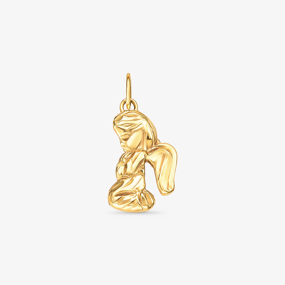 Pingente Anjo da Guarda Joelhado em Ouro Amarelo 18K