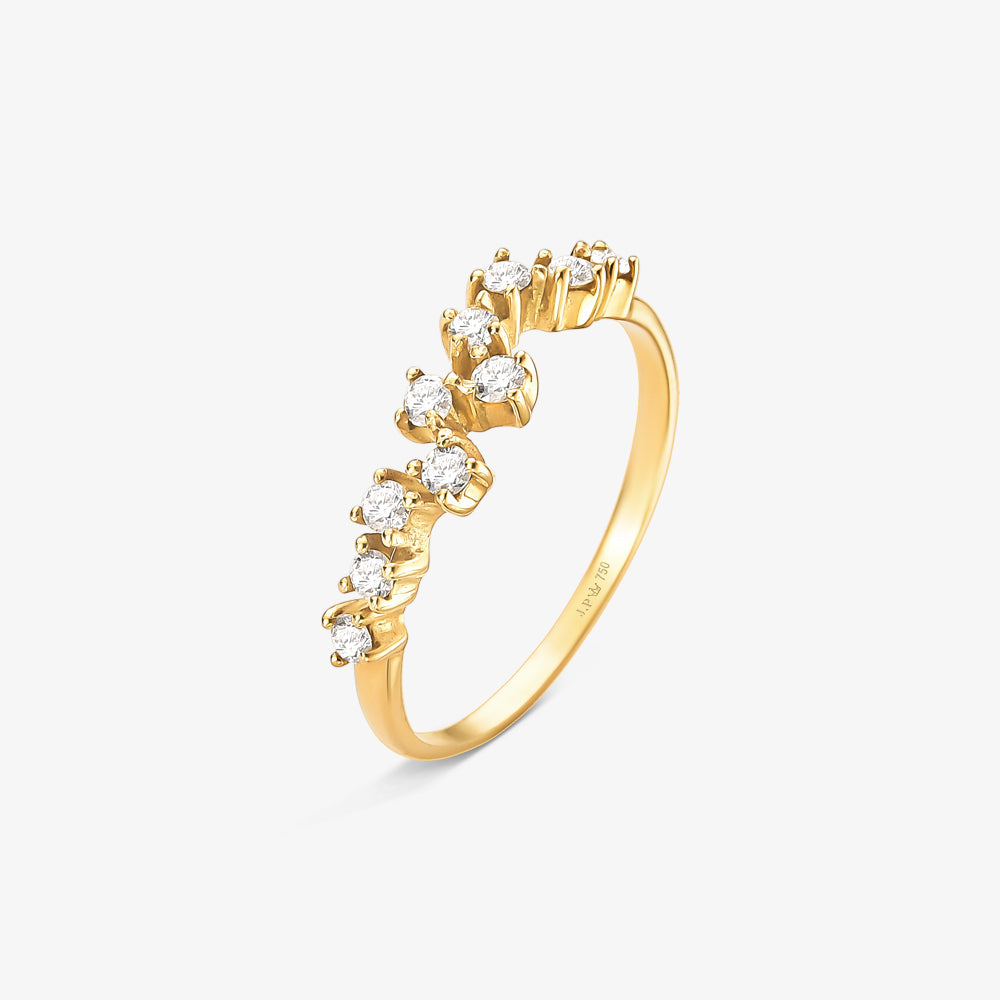 Anel Meia Aliança Vega com Diamantes em Ouro Amarelo 18K