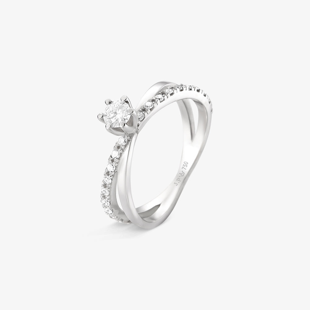 Anel Solitário Encanto com Diamante em Ouro Branco 18K