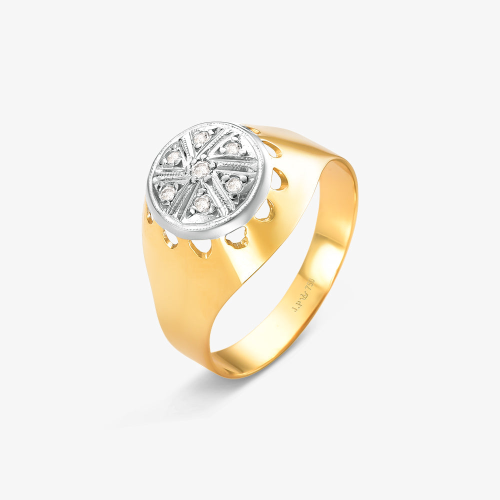 Anel Brilho com Diamante Bicolor em Ouro 18K