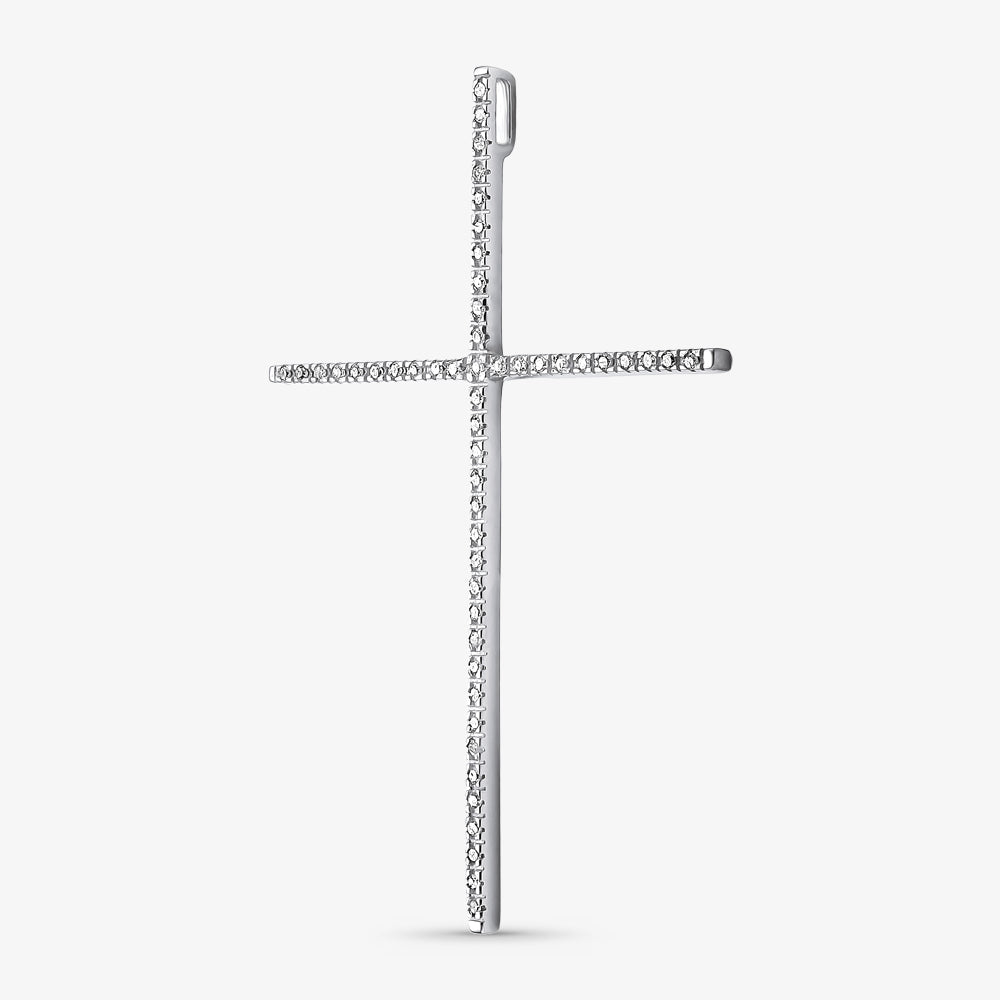 Pingente Cruz LII com Diamantes em Ouro Branco 18K