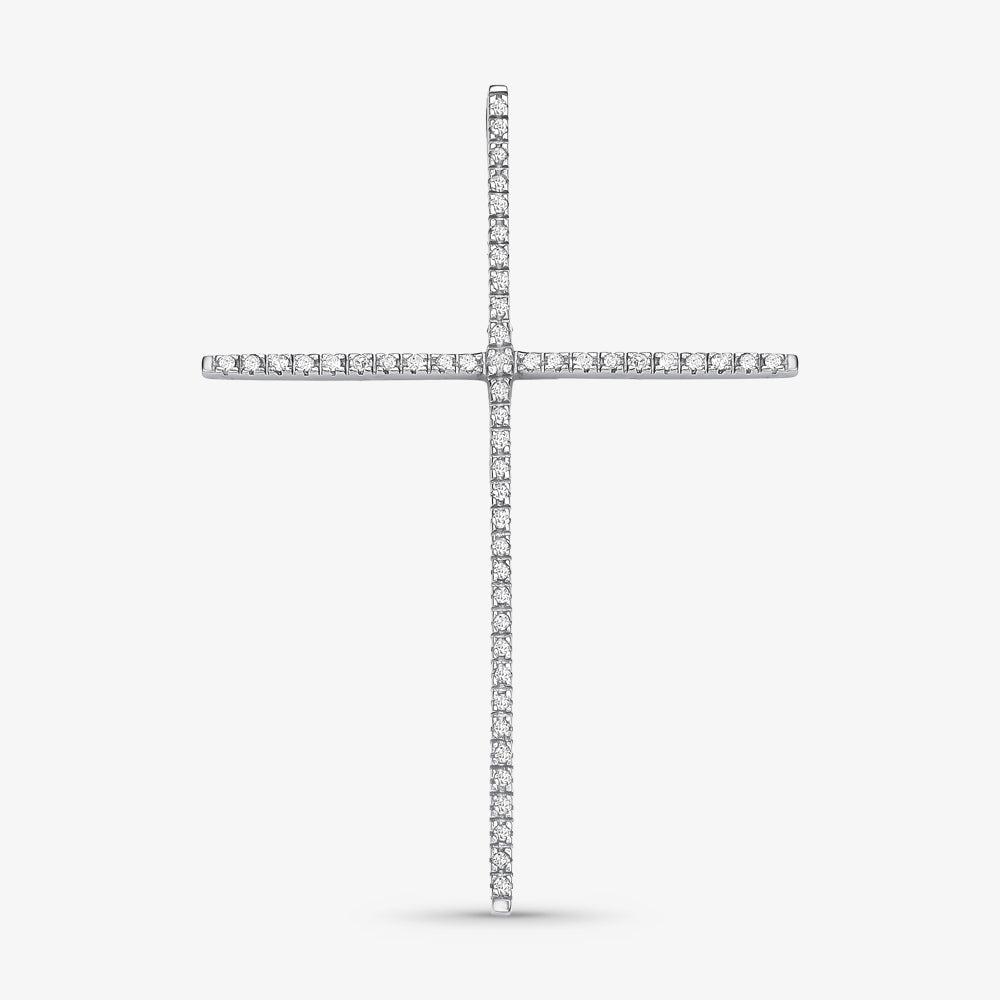 Pingente Cruz LII com Diamantes em Ouro Branco 18K