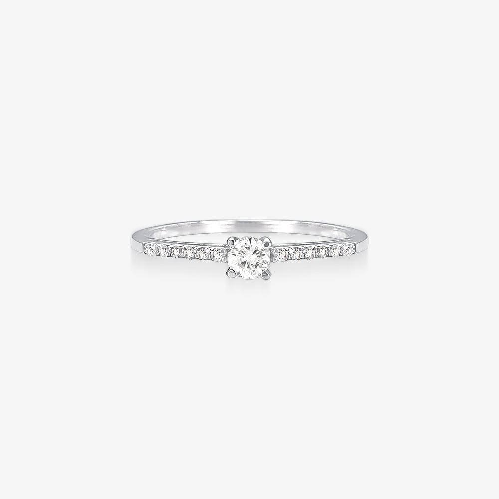 Anel Solitário Vivace com Diamante em Ouro Branco 18K