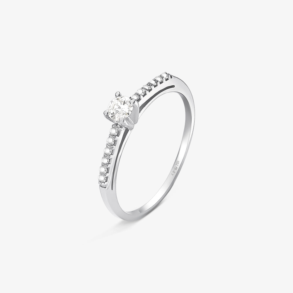 Anel Solitário Vivace com Diamante em Ouro Branco 18K
