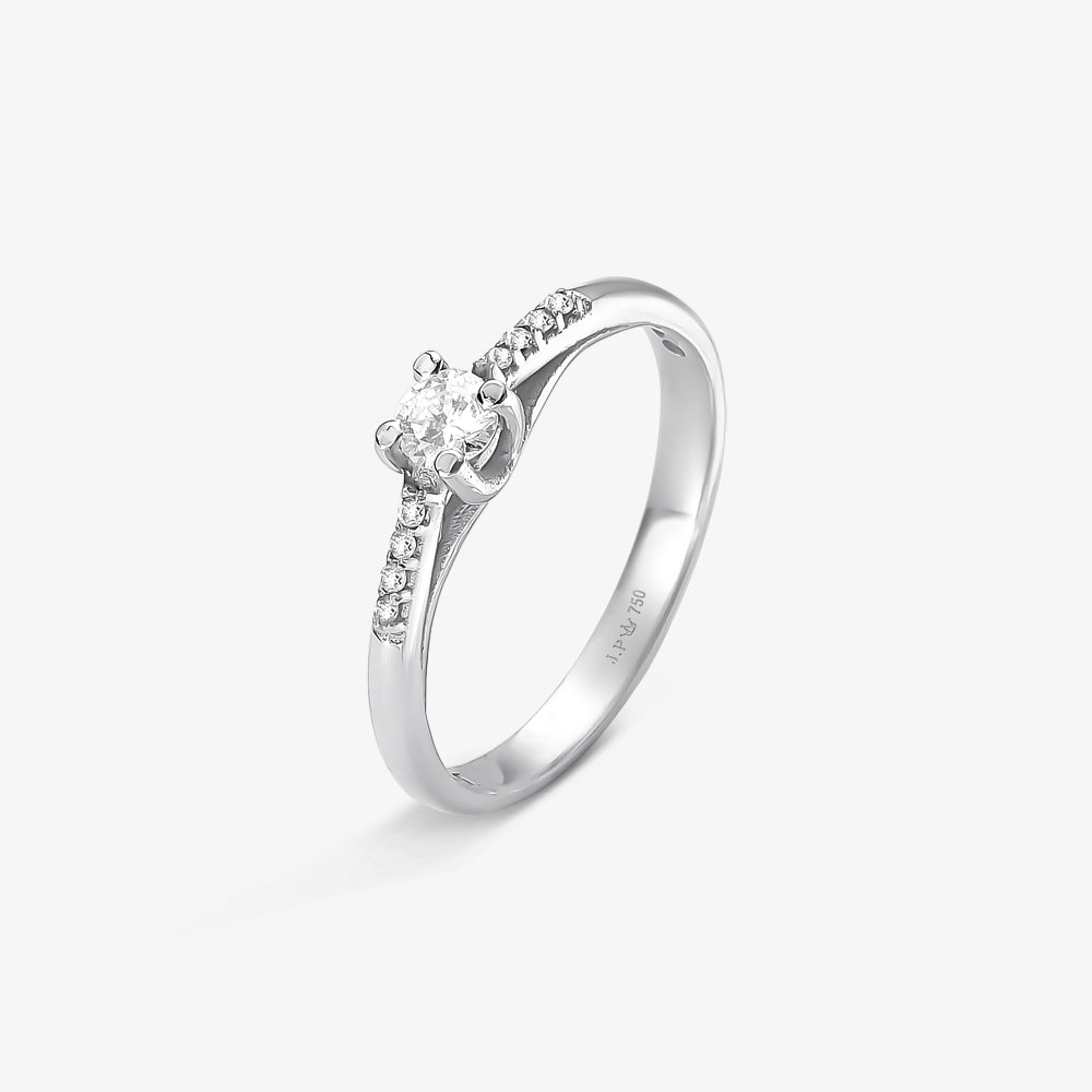 Anel Solitário Vivace II com Diamante em Ouro Branco 18K