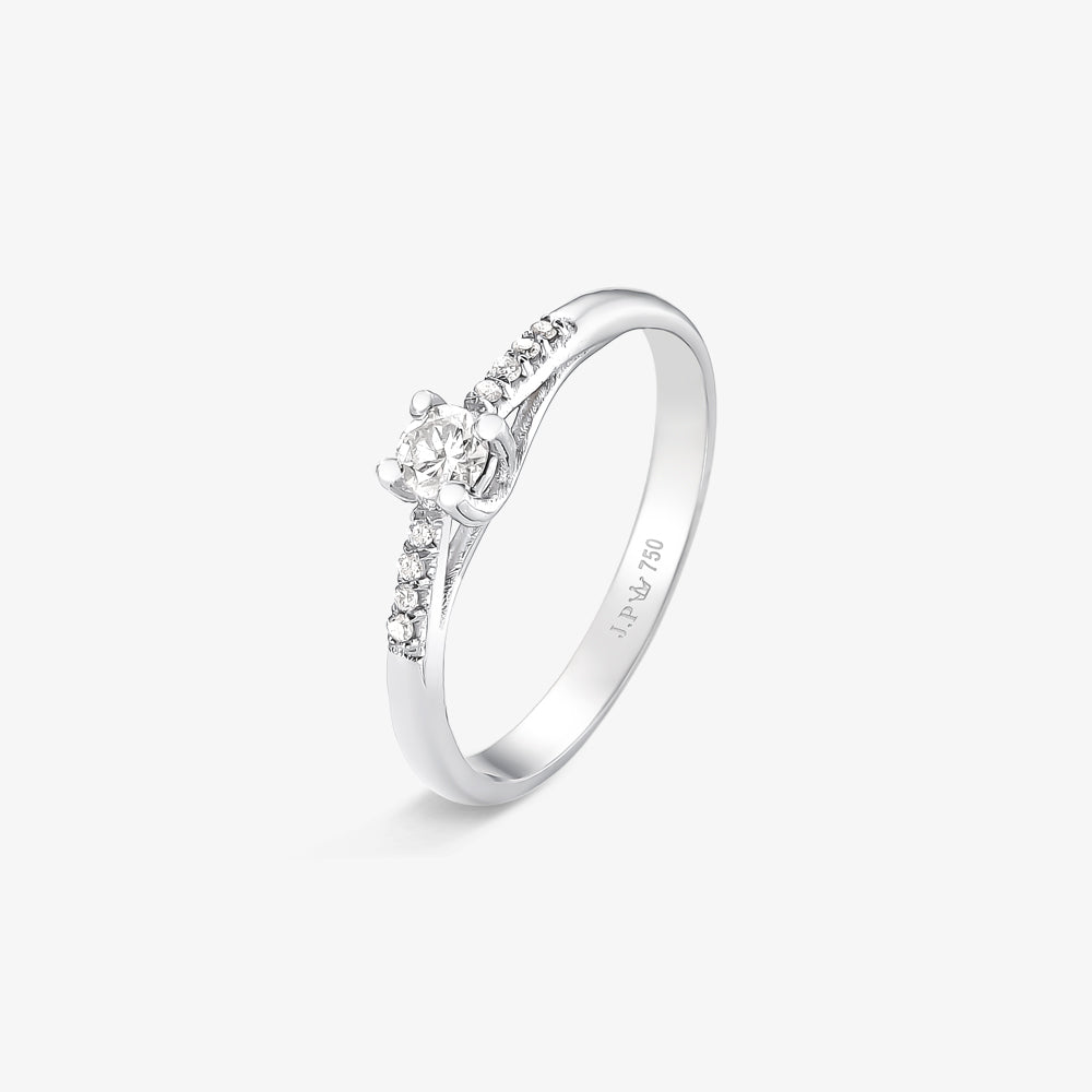 Anel Solitário Serena com Diamante em Ouro Branco 18K