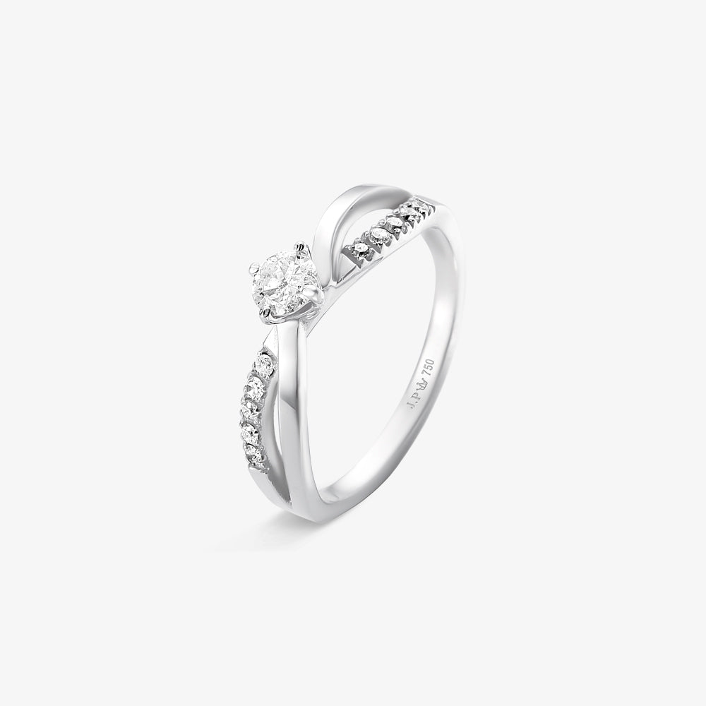 Anel Solitário Zen com Diamante em Ouro Branco 18K