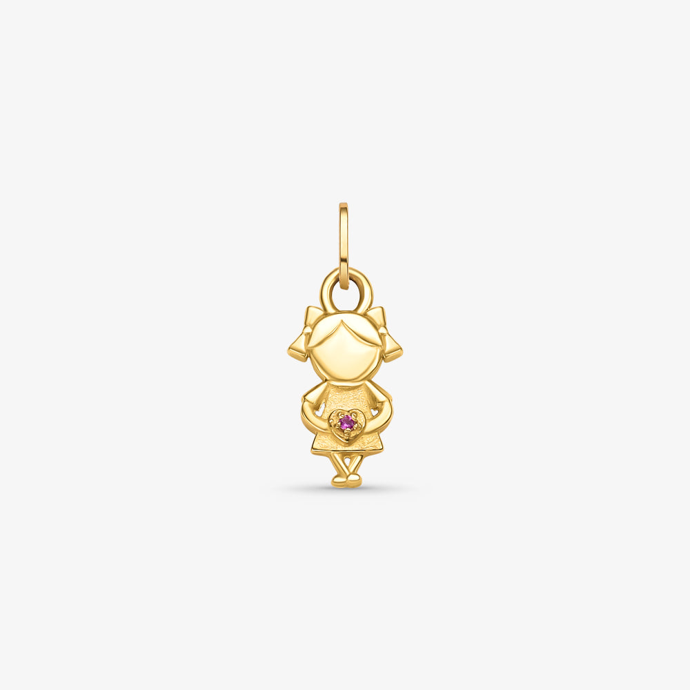 Pingente Menina M Coração Colors em Ouro Amarelo 18K