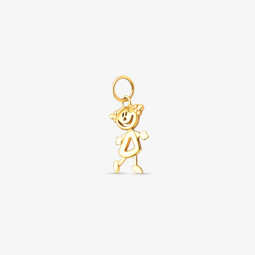 Pingente Menina Coque Duplo em Ouro Amarelo 18K