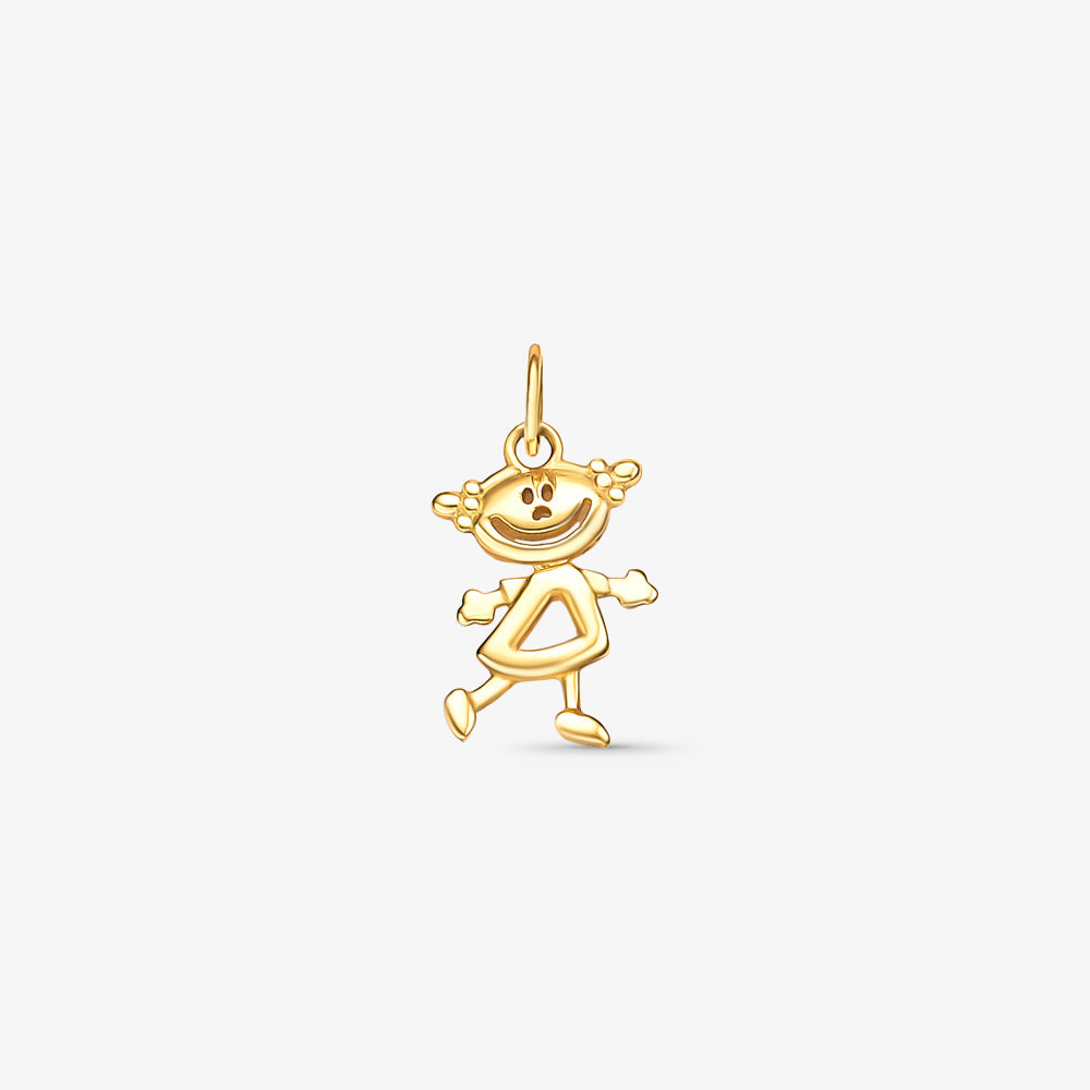 Pingente Menina Coque Duplo em Ouro Amarelo 18K