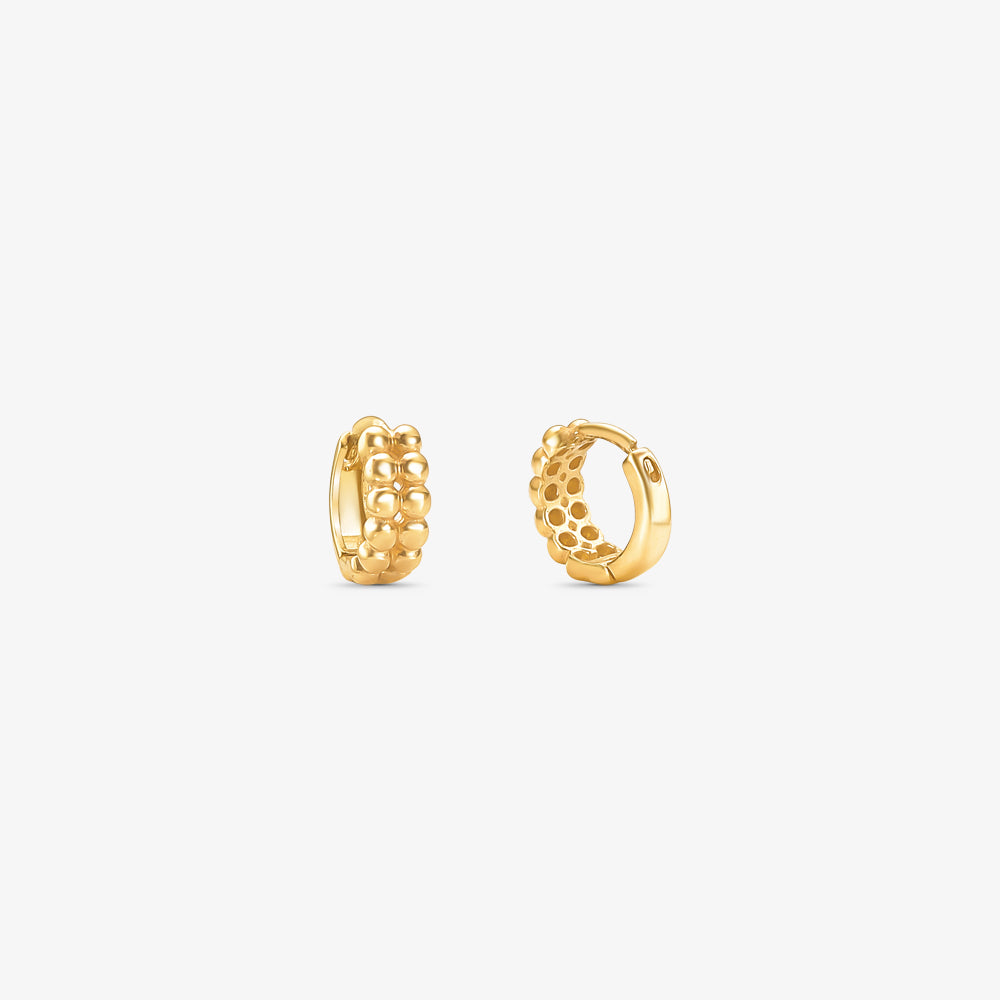 Brinco Argola PP com Bolinhas em Ouro Amarelo 18K