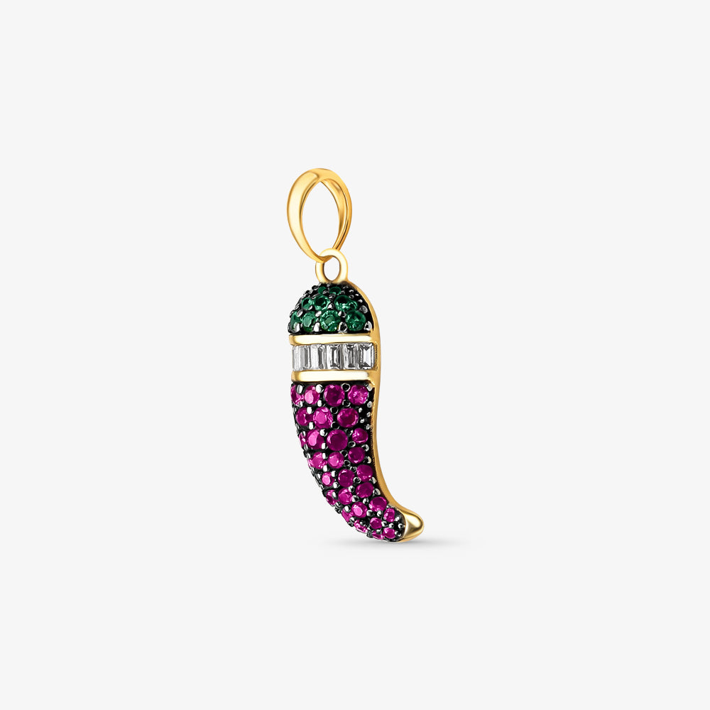 Pingente Pimenta com Pedras em Ouro Amarelo 18K