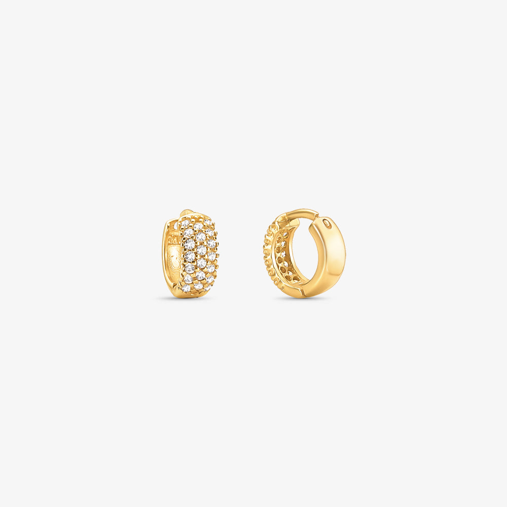Brinco Argola P com Pedras em Ouro Amarelo 18K