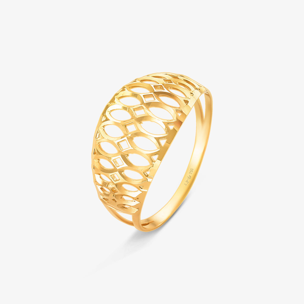 Anel Estamparia Vazado em Ouro Amarelo 18K