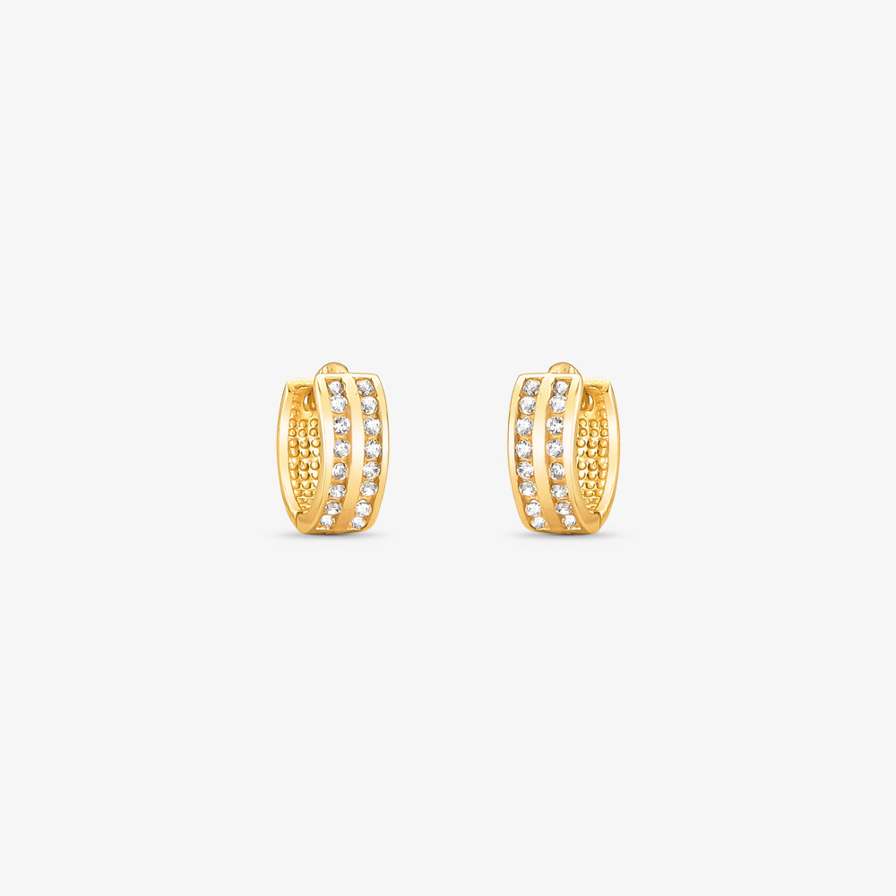 Brinco Argola P com Pedras em Ouro Amarelo 18K