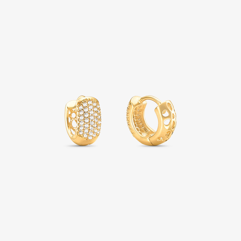 Brinco Argola P com Pedras em Ouro Amarelo 18K<