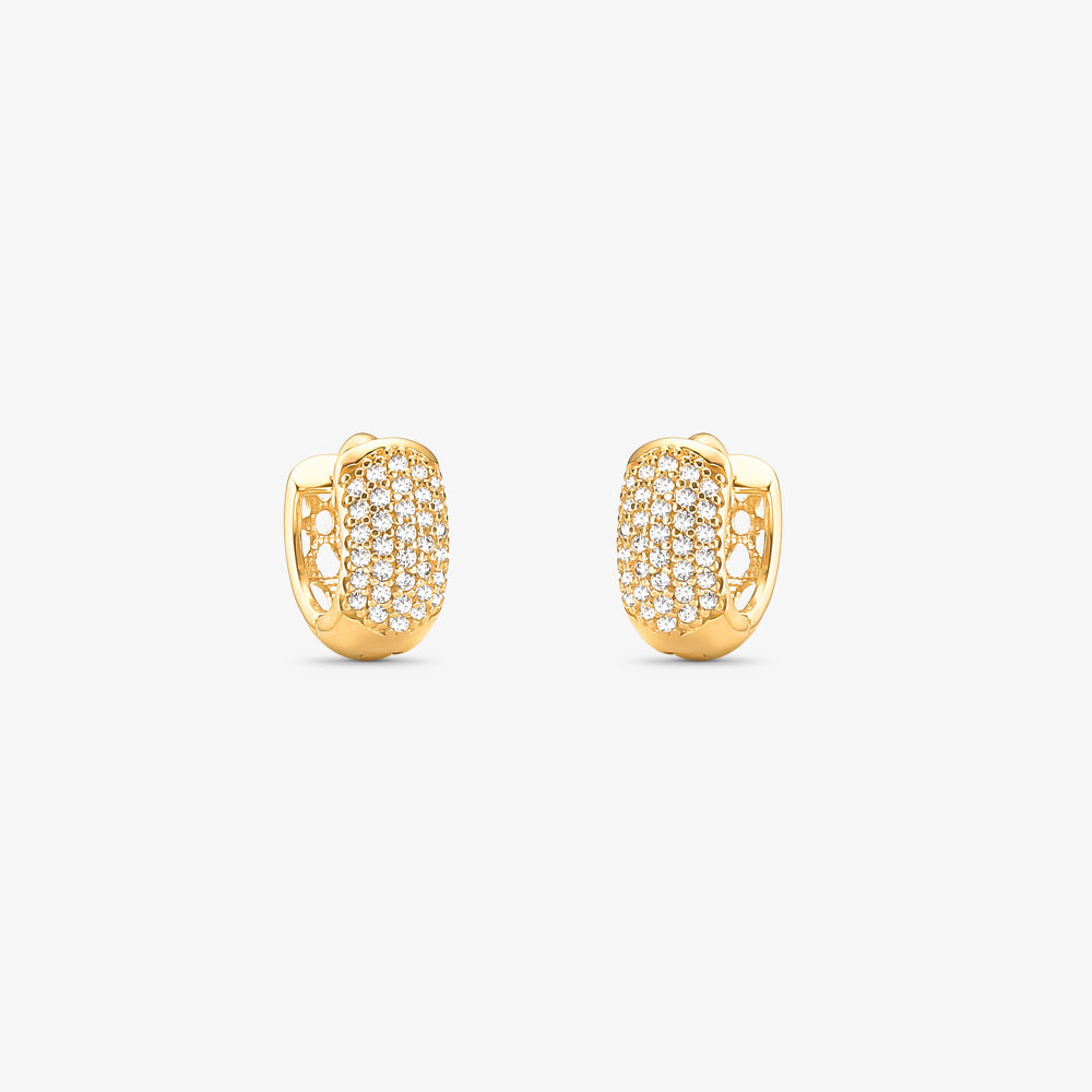 Brinco Argola P com Pedras em Ouro Amarelo 18K<