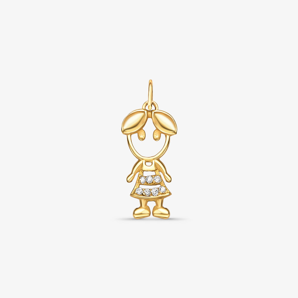 Pingente Menino Franja com Pedra em Ouro Amarelo 18K