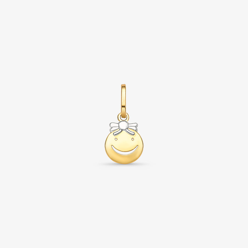 Pingente Menina Smile Vazado em Ouro Amarelo 18K