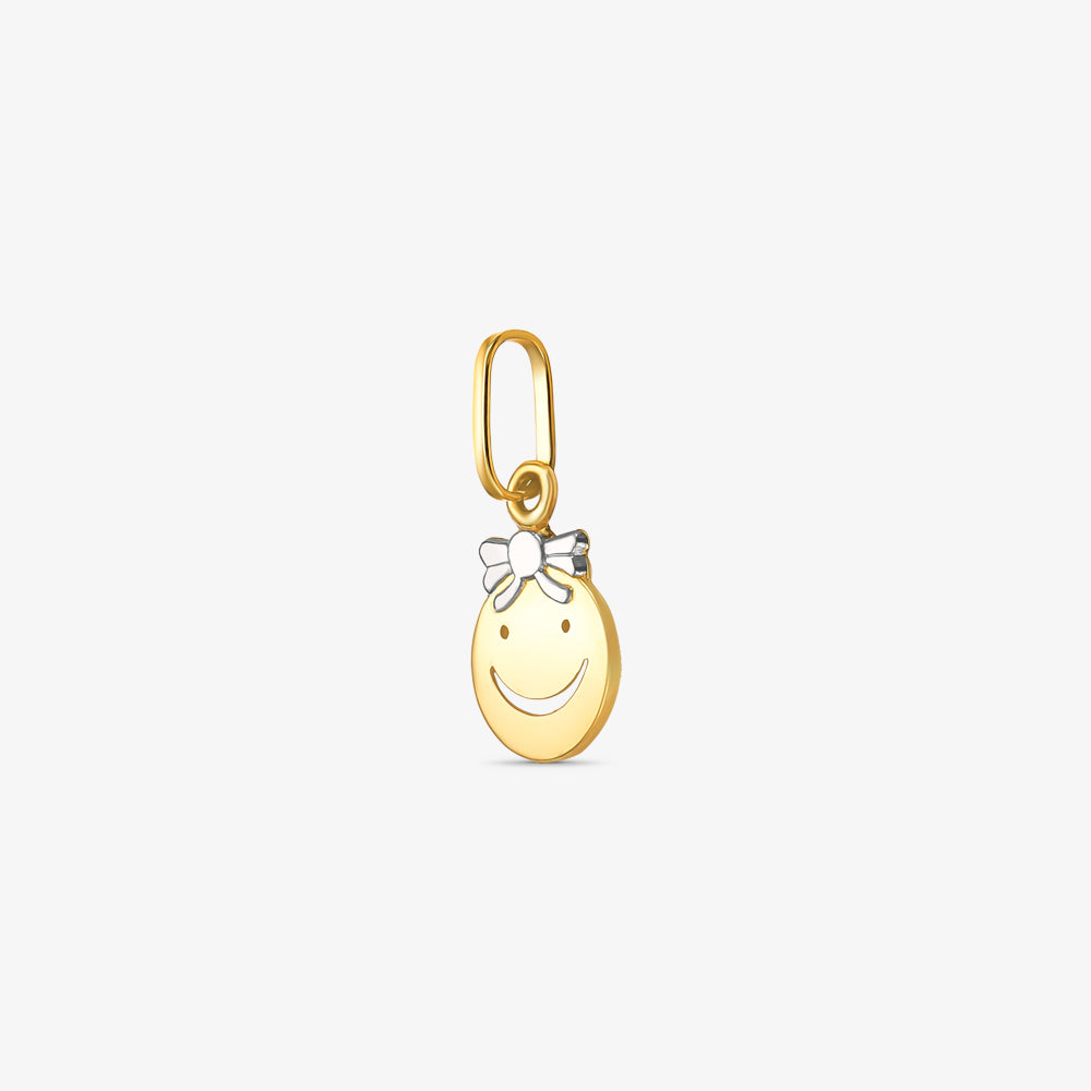 Pingente Menina Smile Vazado em Ouro Amarelo 18K