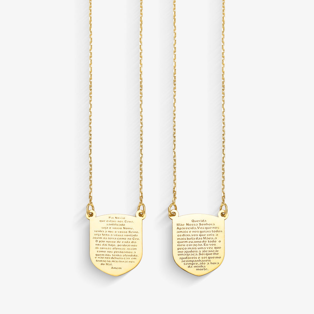 Escapulário N.Sra Aparecida Escudo P com 65cm Ouro Amarelo 18K