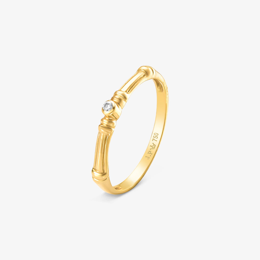 Anel Linha com Diamante em Ouro Amarelo 18K