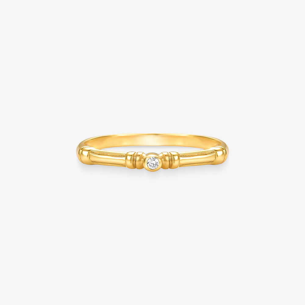 Anel Linha com Diamante em Ouro Amarelo 18K