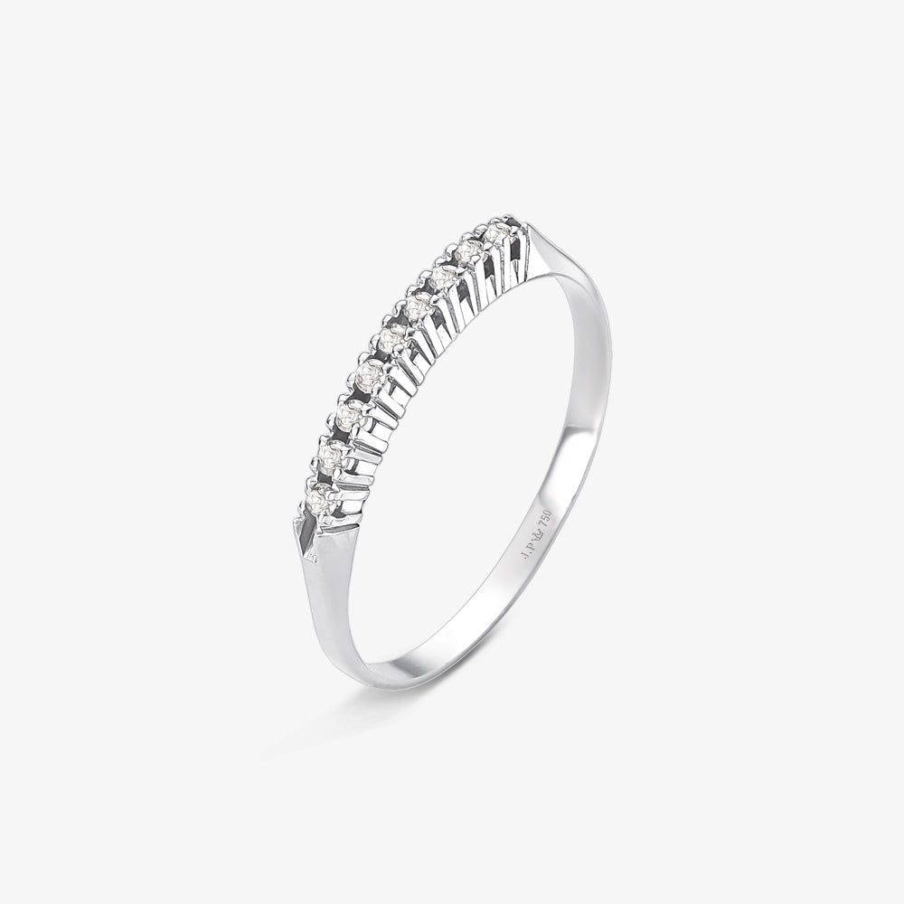 Anel Meia Aliança Atena com Diamantes em Ouro Amarelo 18K