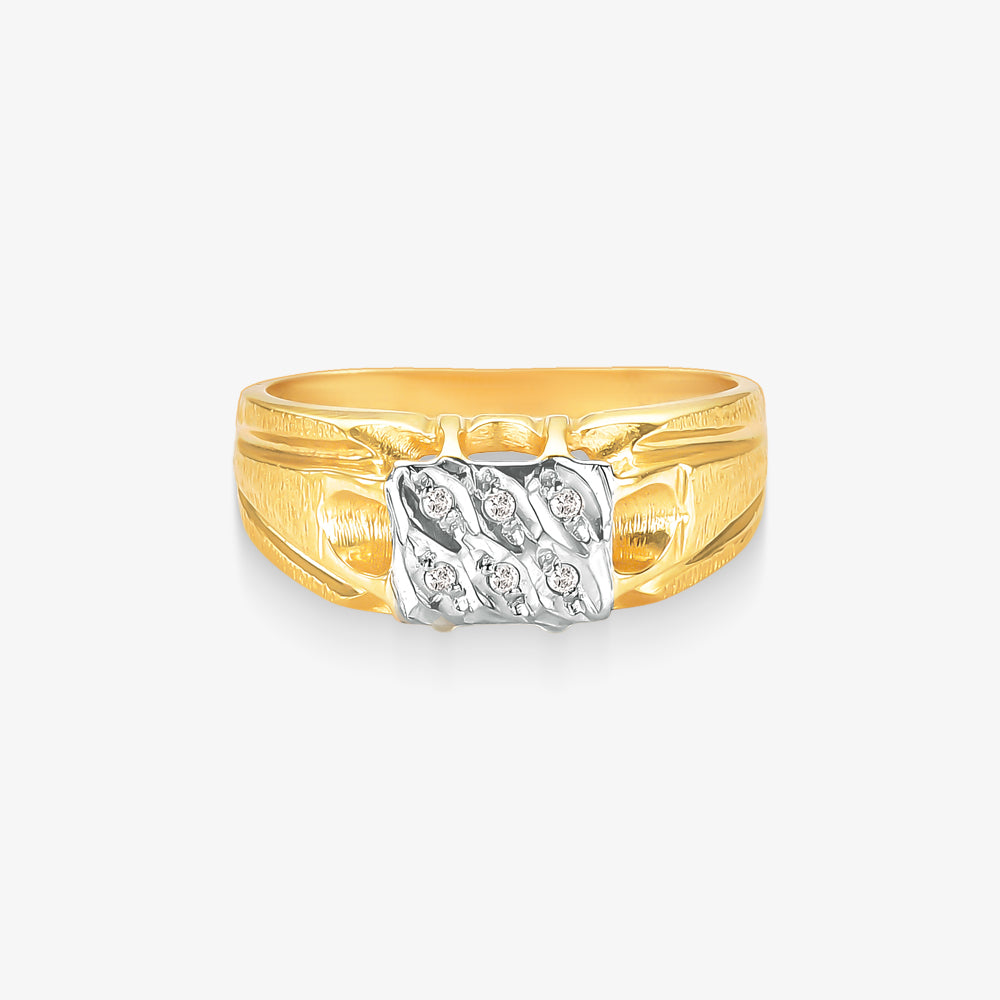 Anel Real com Diamante Bicolor em Ouro 18K