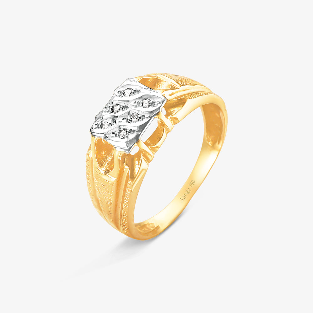 Anel Real com Diamante Bicolor em Ouro 18K