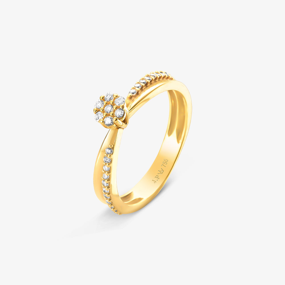 Anel Solitário Sol com Diamante em Ouro Amarelo 18K